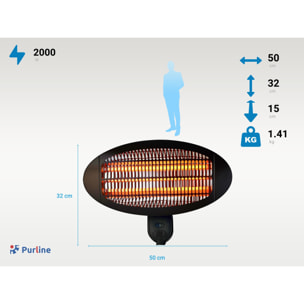 Calefactor halógeno exterior 3 potencias HEATY EX2000 WALL PURLINE