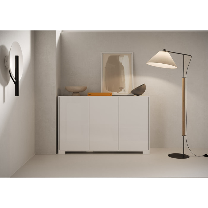 Madia 3 ante 130x40x83 cm Lumina bianco lucido