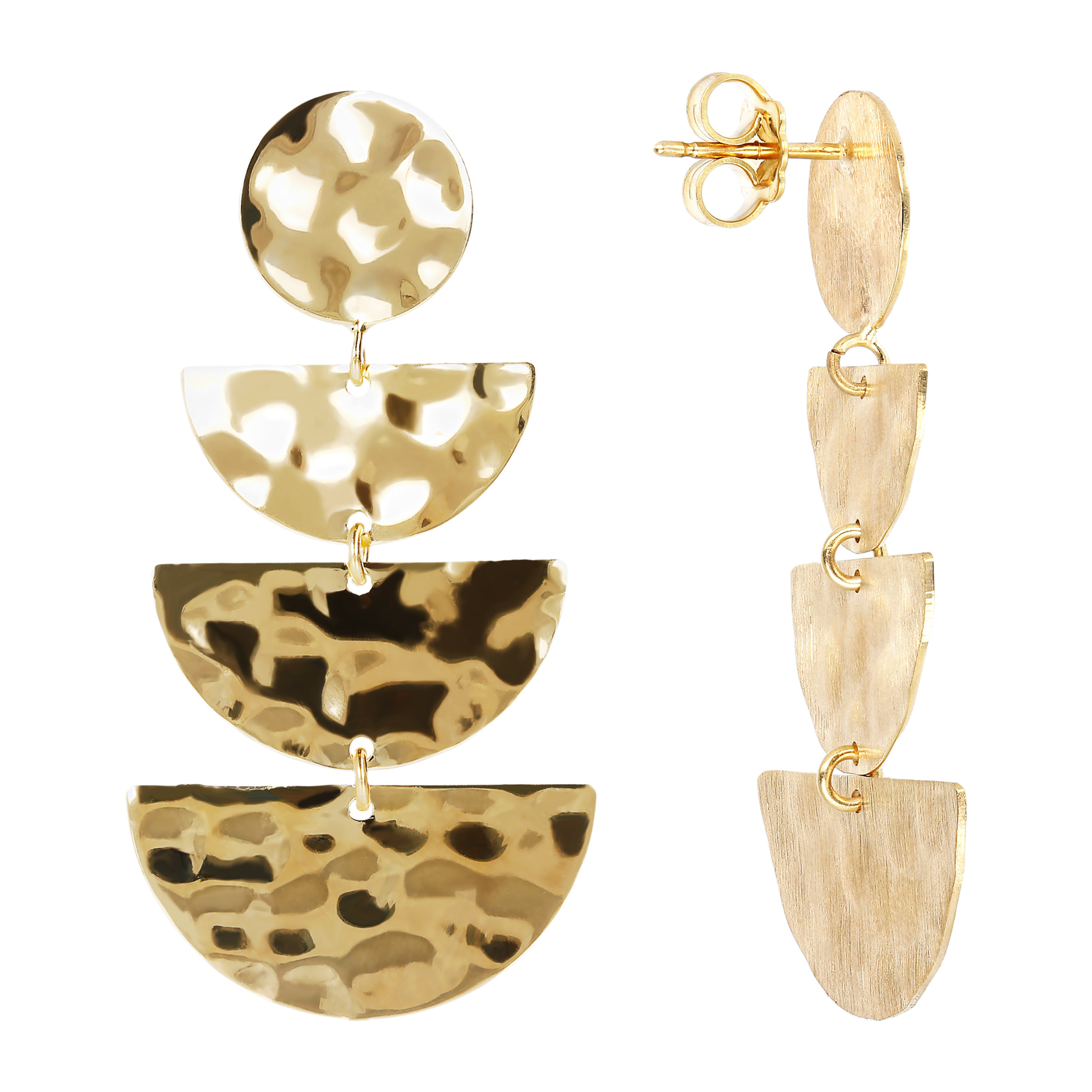 Orecchini Pendenti Graduati con Disco e Mezzelune