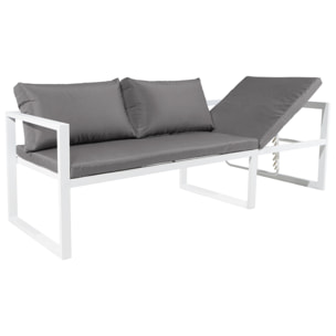 Salon de jardin modulable IBIZA en tissu gris 7 places - aluminium blanc