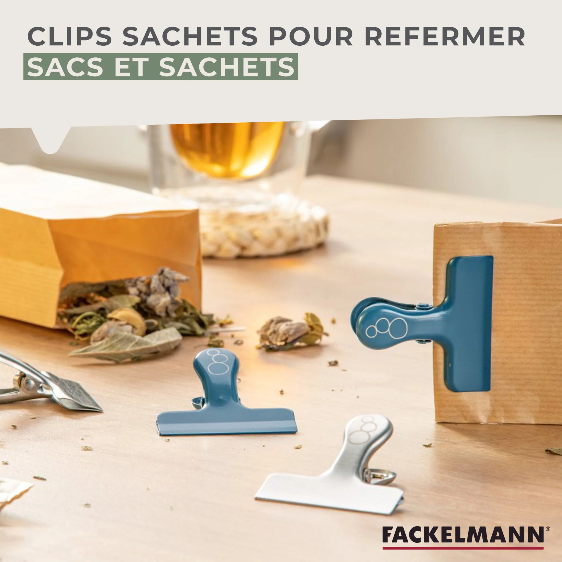Lot de 4 pinces inox pour fermer les sachets Fackelmann Balance