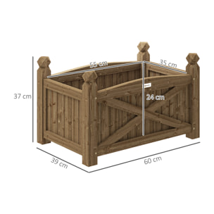 Jardinera de Madera Elevada Huerto Urbano Madera para Cultivar Plantas Flores Hierba Jardinera Rectangular para Jardín Balcón Terraza 60x39x37 cm Café Oscuro