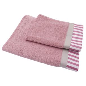 Set Spugna AMALFI 2 Pezzi: Viso+Ospite - Malva - 450 gr/m² - Puro Cotone
