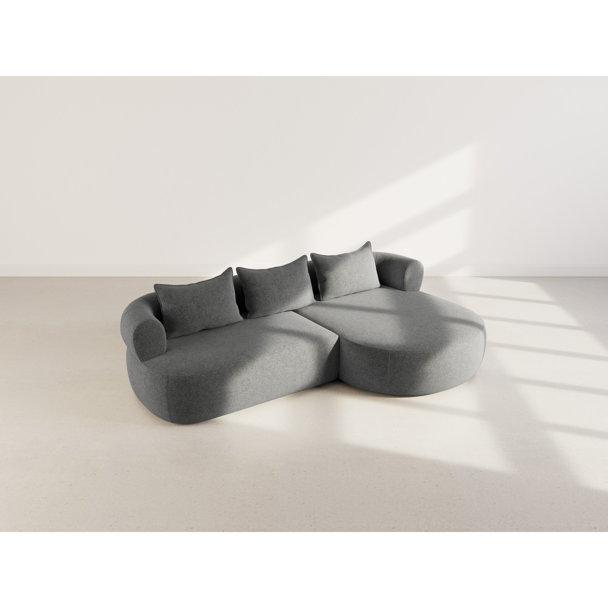 Angela - canapé d'angle droit 4 places en velours texturé - Noir