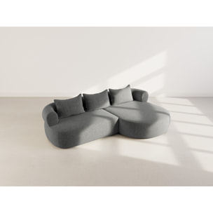 Angela - canapé d'angle droit 4 places en velours texturé - Noir