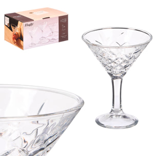 Pack di 6 coppe di martini trasparenti. 220ml.