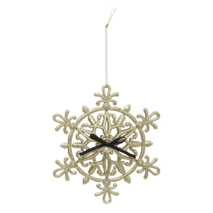 Décoration de sapin flocon or nude 14cm