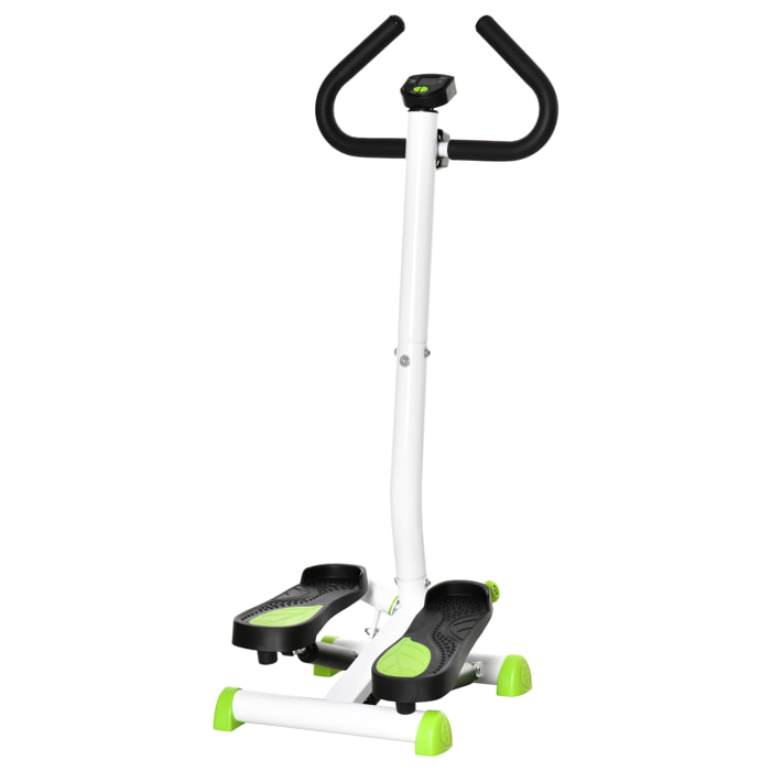 Máquina de Step Stepper Fitness en Casa con Pantalla LCD Manillar y Pedales Antideslizantes Equipo de Ejercicio para Gimnasio Oficina 55x44x108 cm Blanco