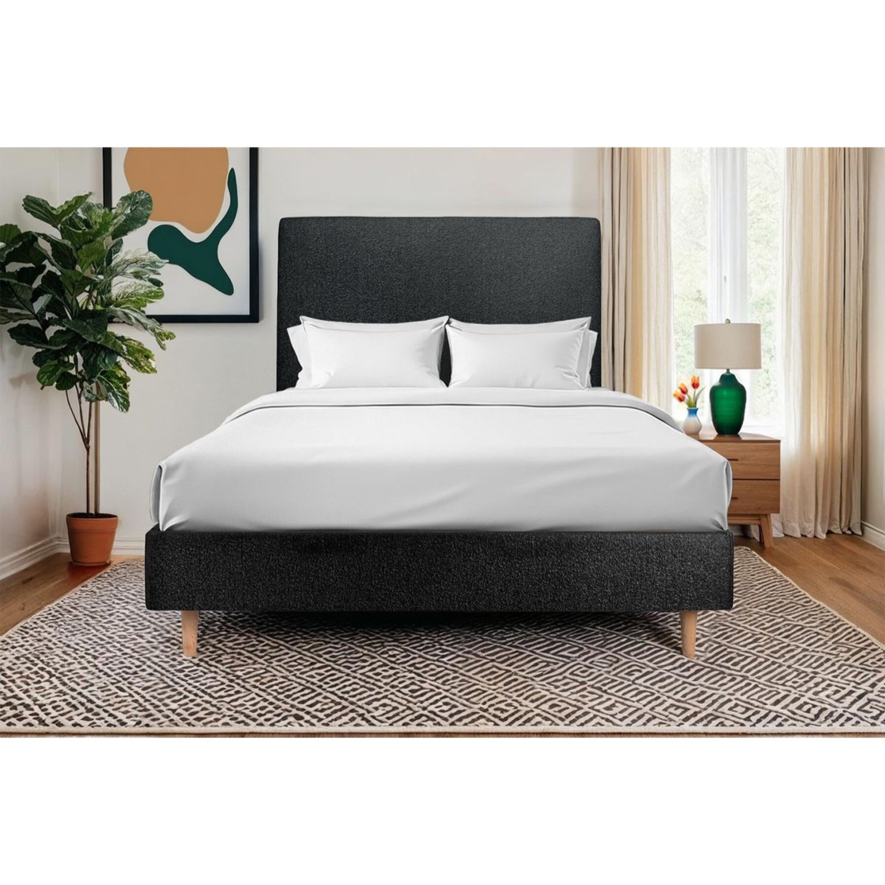 Sommier Tapissier Bouclette Ep20 - pieds bois