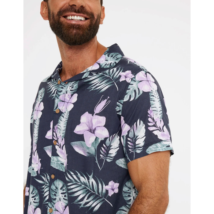Camisa Manga Corta Estampado Hawaiano - Risc