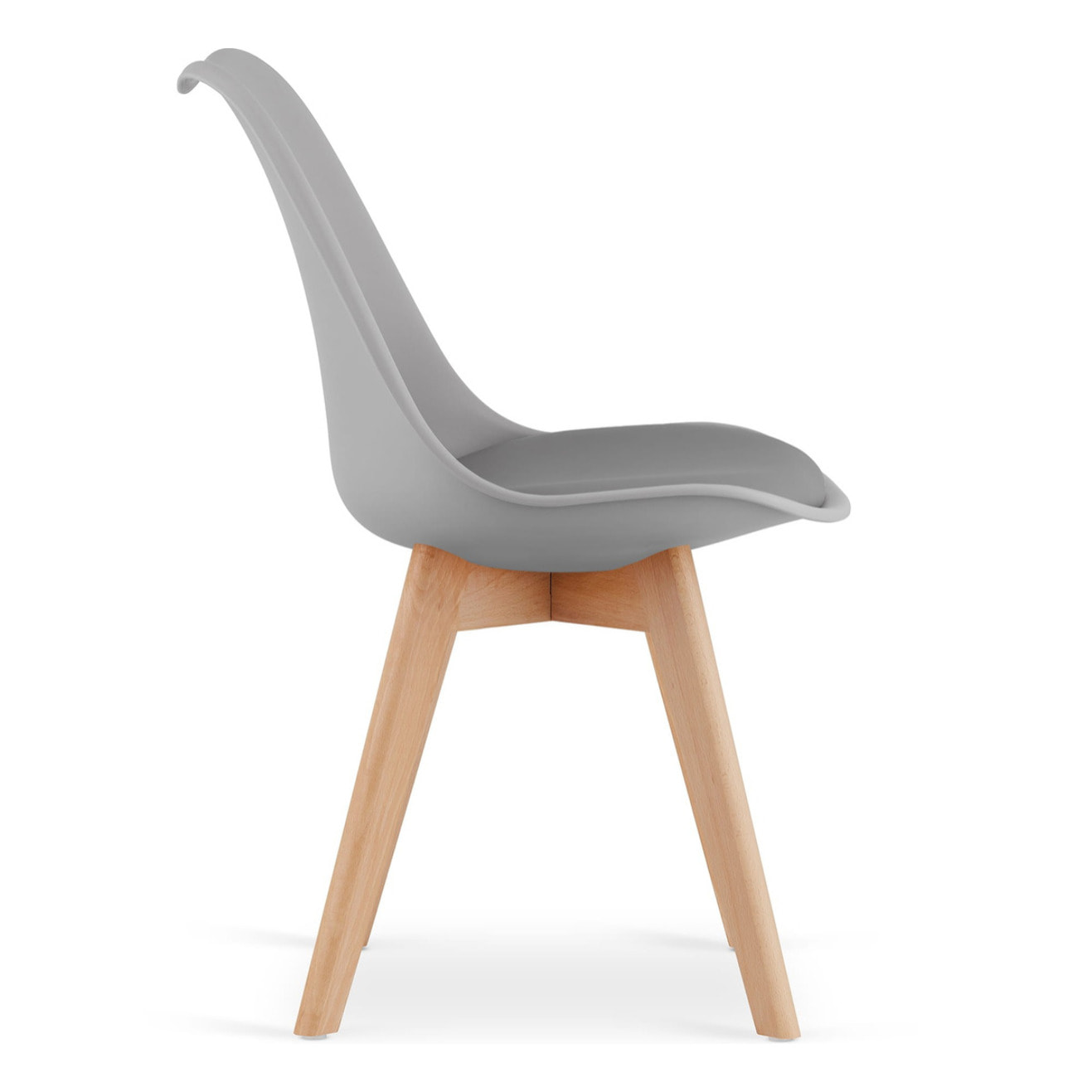 Set di 4 Sedie Mark Grigie con Gambe in Legno di Faggio