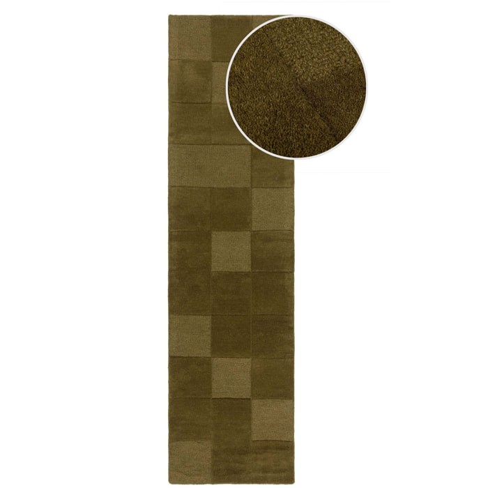 Tapis en laine de couloir CHECKERBOARD Vert