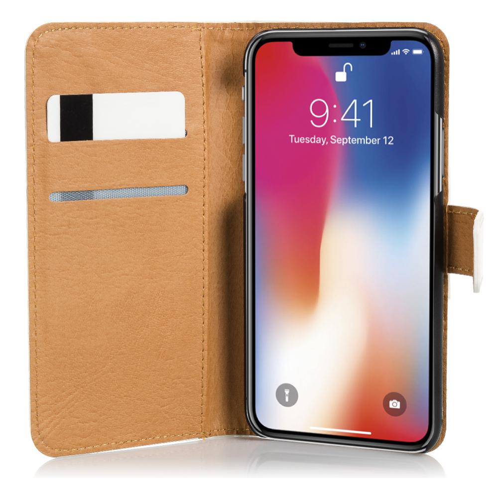 Funda tipo libro de piel sintética para iPhone X