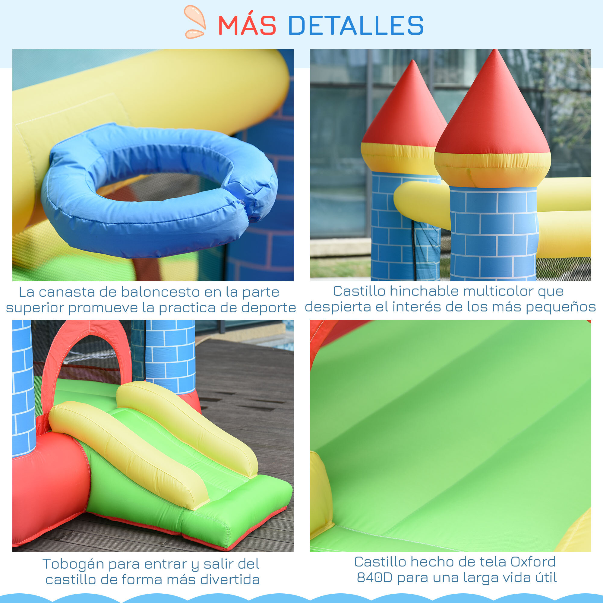 Castillo Hinchable con Tobogán y Cama de Salto para Niños 300x275x210 cm