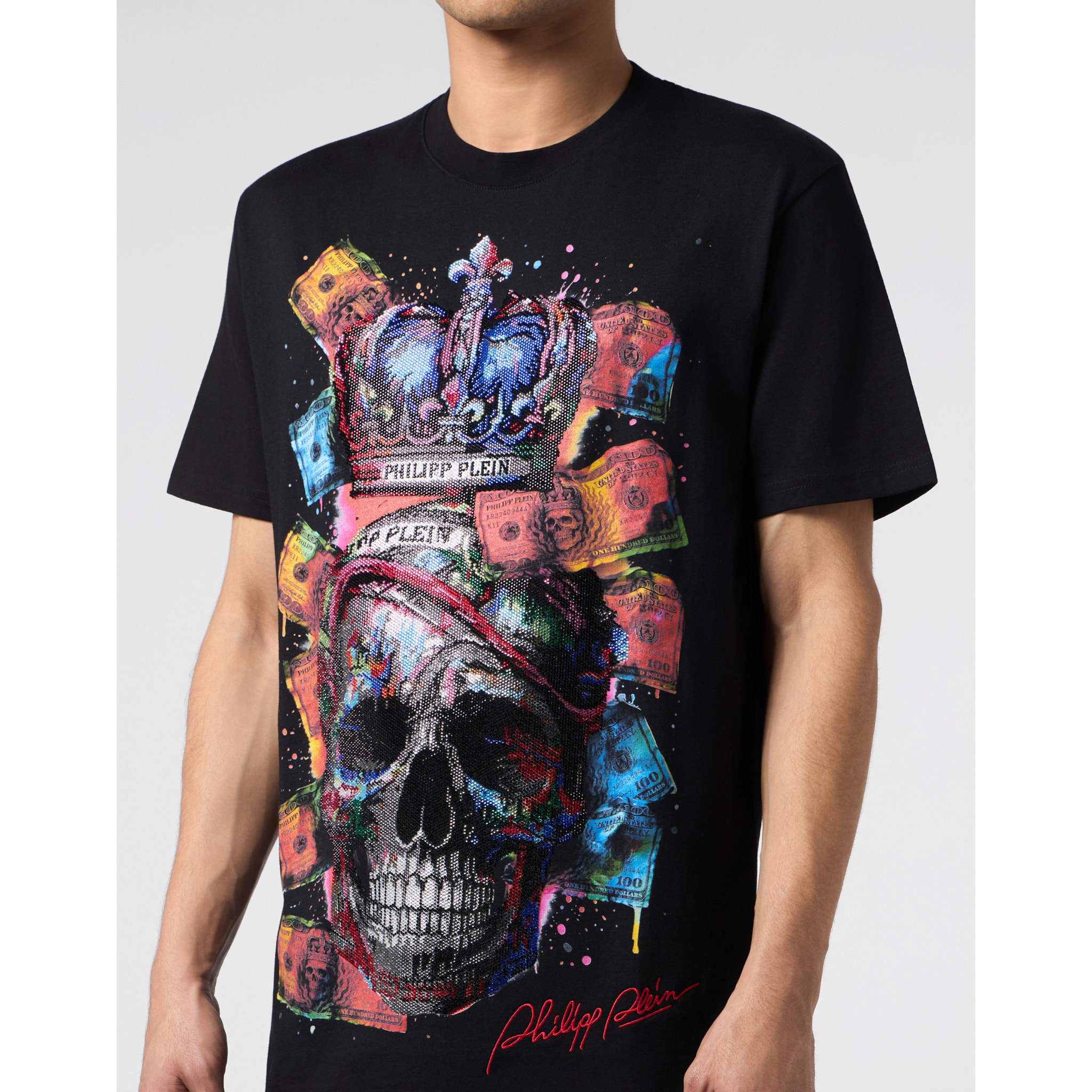 PHILIPP PLEIN Camiseta de cuello redondo y manga corta SKULL