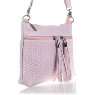 Oderzo Bolso bandolera Mujer.Piel auténtica Gamuza Grabado Espiga