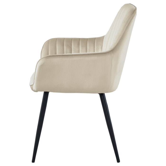 Sedia di design Solden in velluto beige e metallo nero