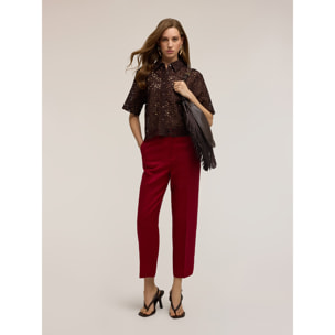 Motivi - Pantaloni regular in misto lino - Rosso