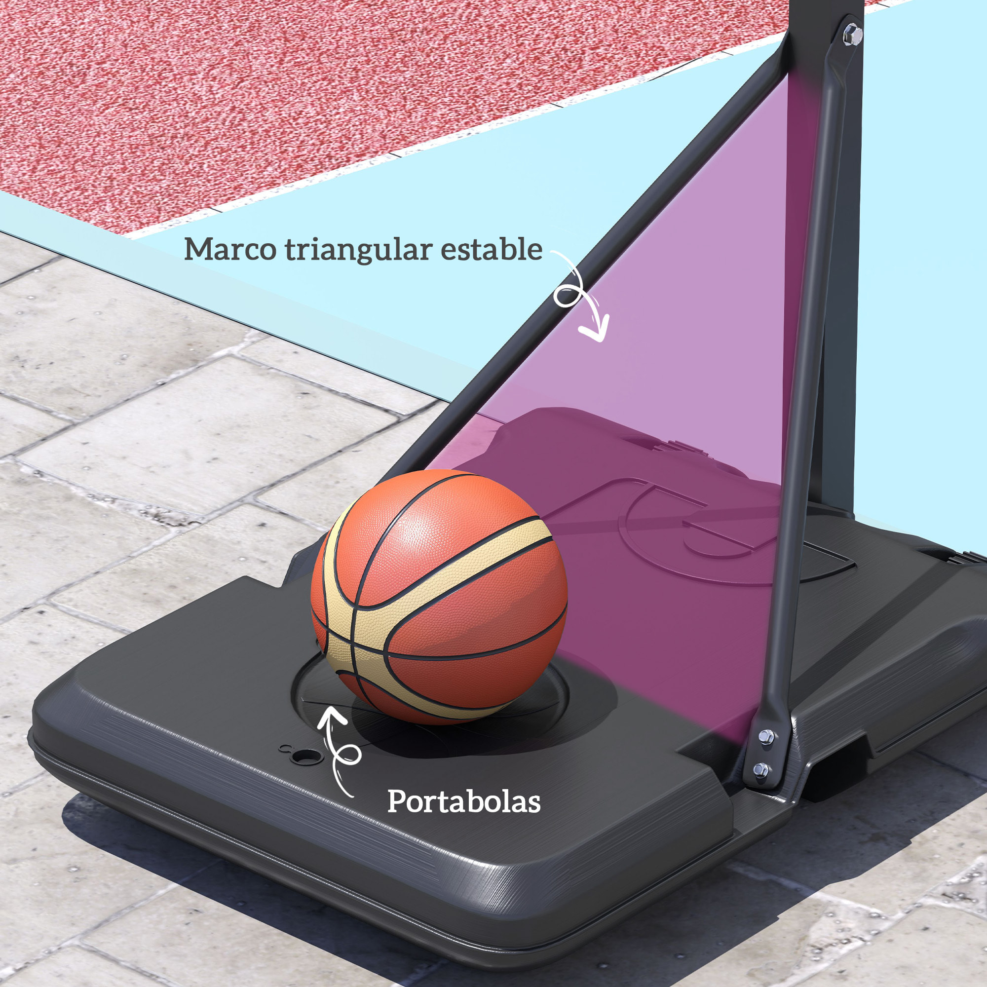 Canasta de Baloncesto para Exterior Aro de Baloncesto Portátil con Altura Ajustable 180-270 cm Ruedas Base Rellenable para Adolescentes y Adulto Negro