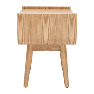 Tables de chevet avec tiroir en bois clair frêne et cannage rotin (lot de 2) ATHÈNE