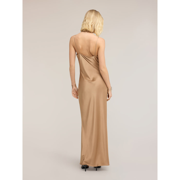 Motivi - Vestido largo de satén - Beige