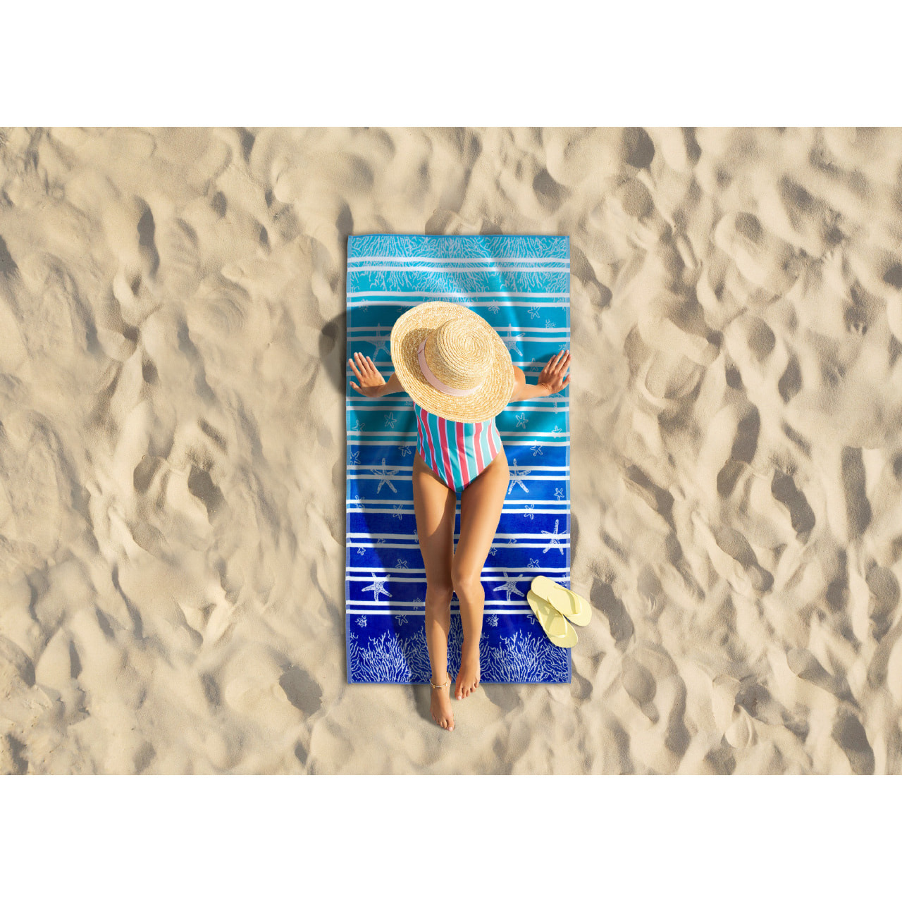 Telo Mare Spugna Jacquard Spiaggia Disegno Lanzarote Degradè