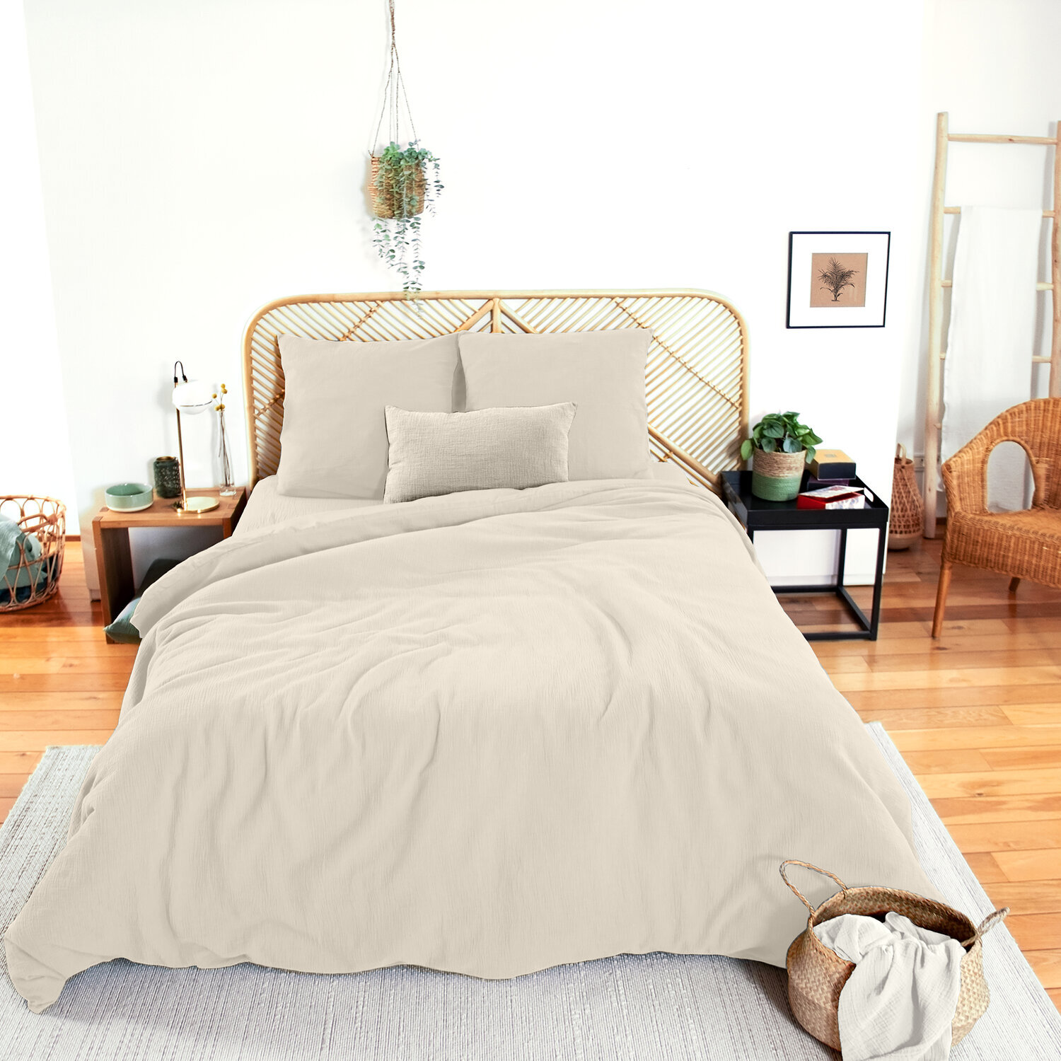 Parure housse de couette 3PCS en Gaze de coton 57 fils - GALET