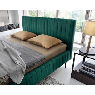 Flavio - lit coffre - 160x200 cm - sommier inclus - en simili - Vert
