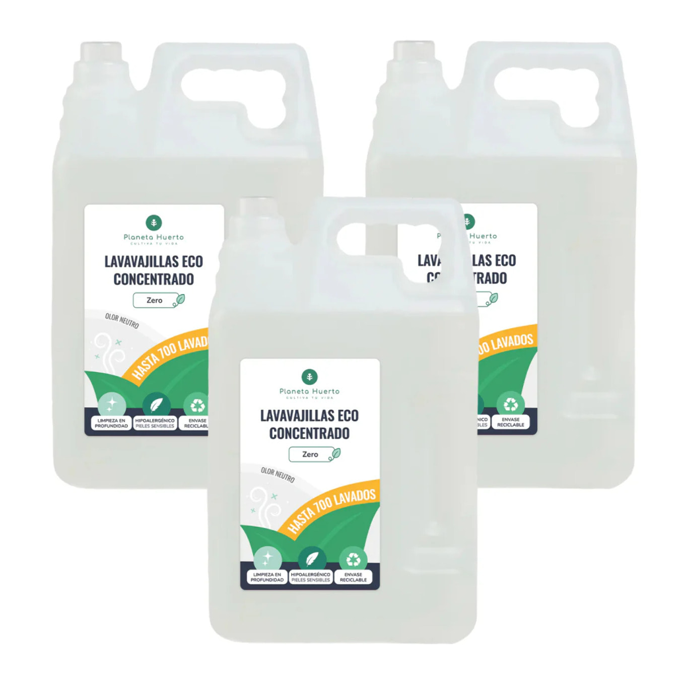 Pack 3xLavavajillas Manual Hipoalergénico Sin perfume Eco Planeta Huerto 5l