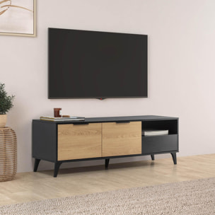 Mueble tv Kalma 2 puertas 1 cajón color negro/roble