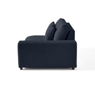 Garance - module d'assise 2 places avec accoudoir droit - en velours côtelé - Bleu nuit
