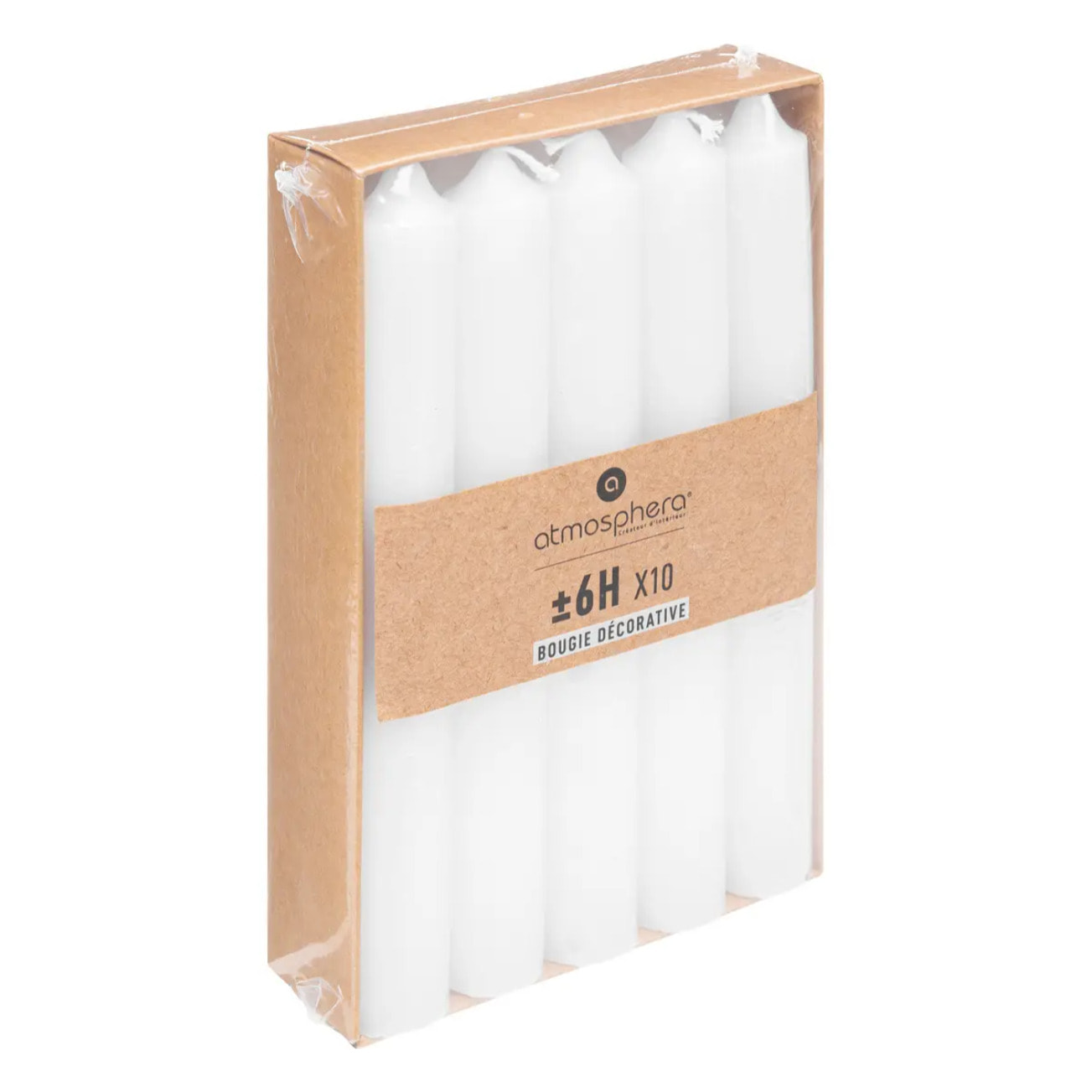 Lot de 10 bougies bâtons blanc 45g