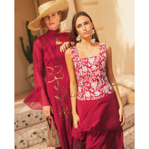 Vestido midi de tirantes con lino