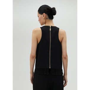 Top con frange e strass