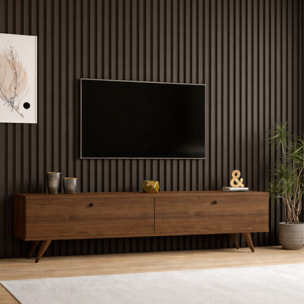 Meuble TV 160cm avec deux placards noyer HOLY