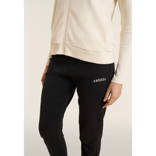 Tuta con zip e collo alto, logo con strass