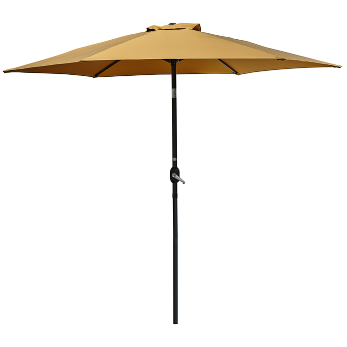 MARBELLA - Parasol à manivelle en aluminium gris anthracite et toile moutarde