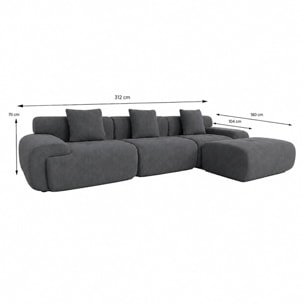 Canapé nuage compressé modulable en tissu chenille gris 4-5 places BURGESS