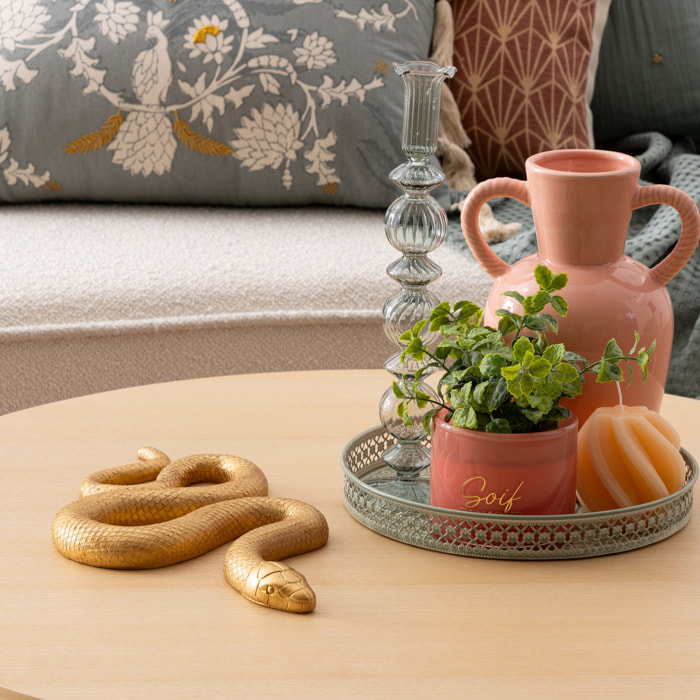 Statuette serpent "Wild" doré L35cm