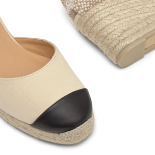 Alpargata de cuña Coraline en algodón orgánico con punta de cuero