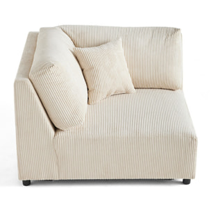 Garance - module d'assise d'angle réversible - en velours côtelé - Beige