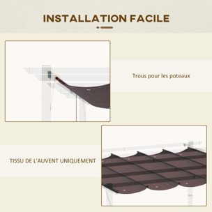 Toile de rechange pour pergola rétractable 3 x 3 m polyester haute densité 180 g/m² imperméabilisé chocolat