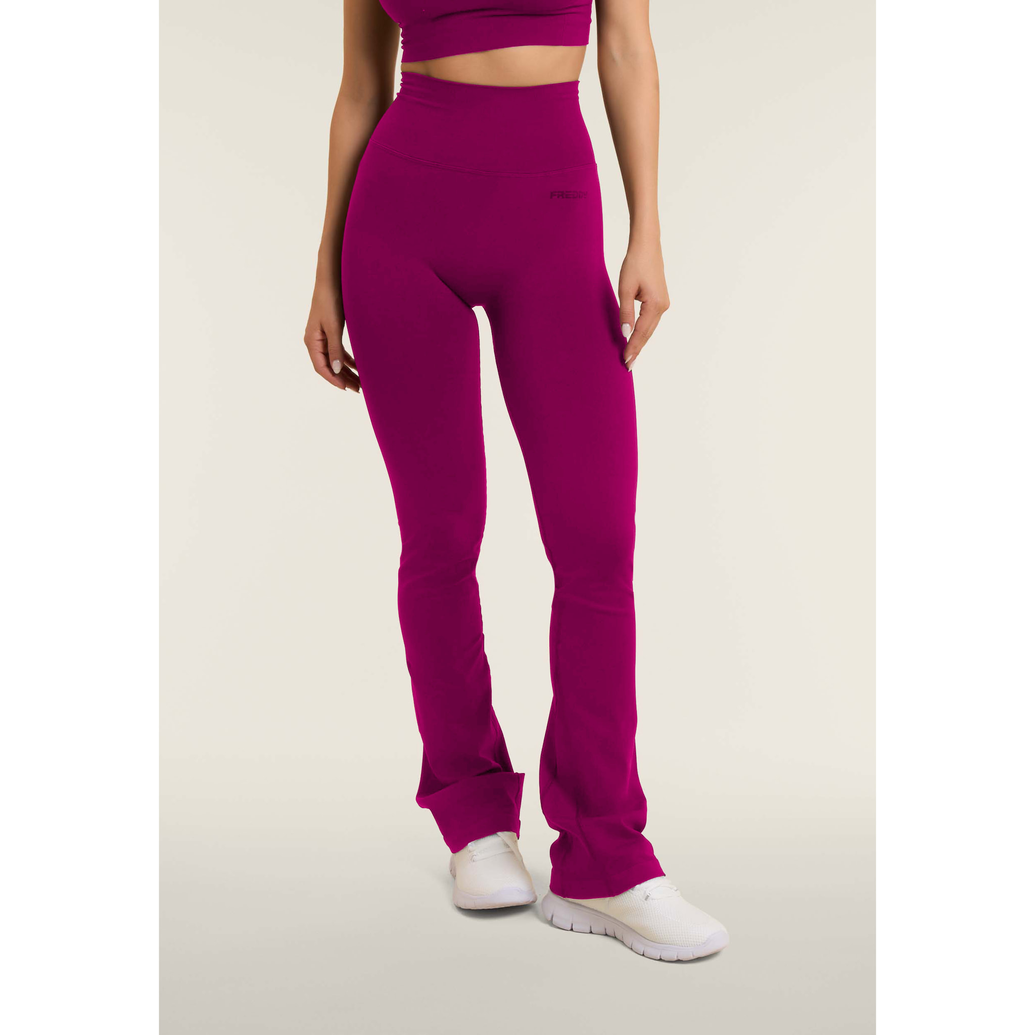 Leggings sportivi seamless a zampa con vita altissima