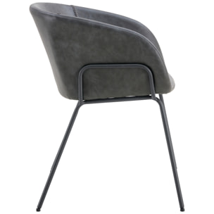 Lot de 2 chaises en simili gris foncé ANDRÉ