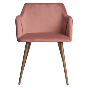 Lot de 2 chaises avec accoudoirs en velours rose - Daisy
