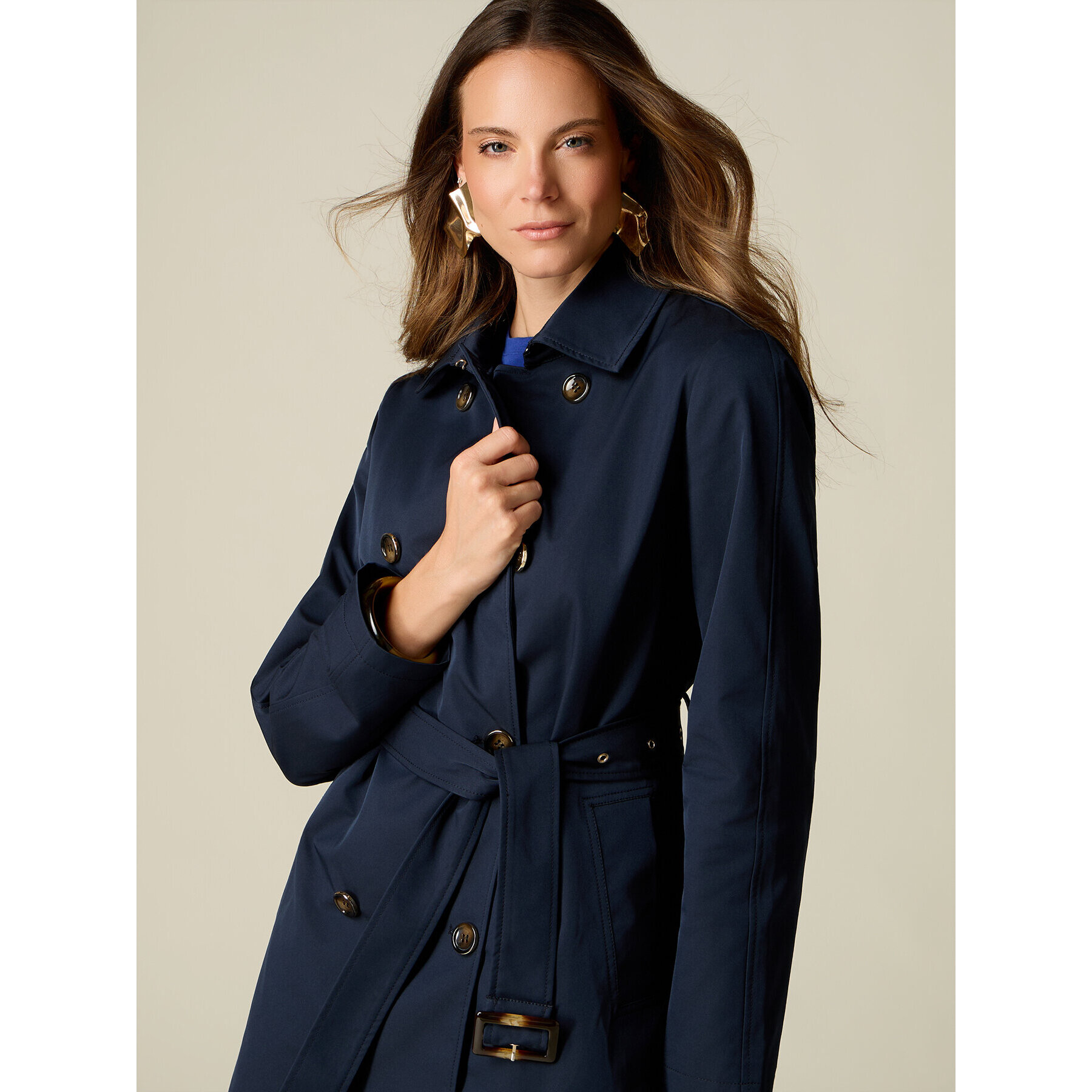 Oltre - Trench doppiopetto con cintura - Blu