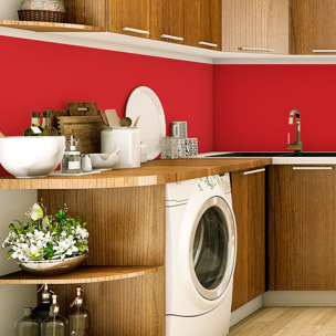 Rouleau adhésif décoratif Vinyle au Mètre - Rouge tomate - Sticker Lavable Imperméable Mur Cuisine Meubles