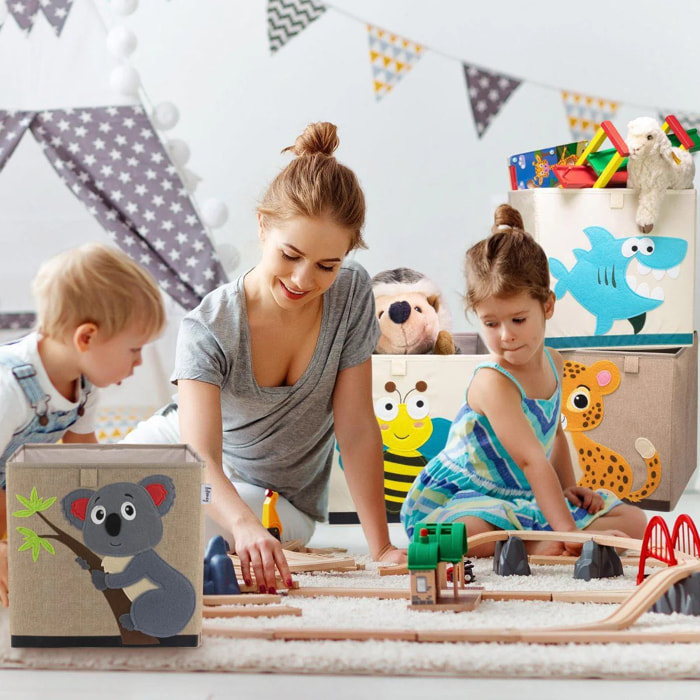 Boîte de rangement en tissu pour enfant "koala" sur fond foncé, compatible Ikea Kallax Lifeney