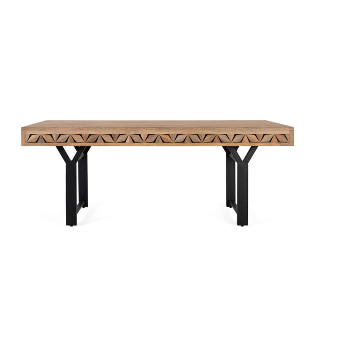 Mesas de Comedor de Madera de Mango 200 Cm Estilo Contemporáneo Geométrico