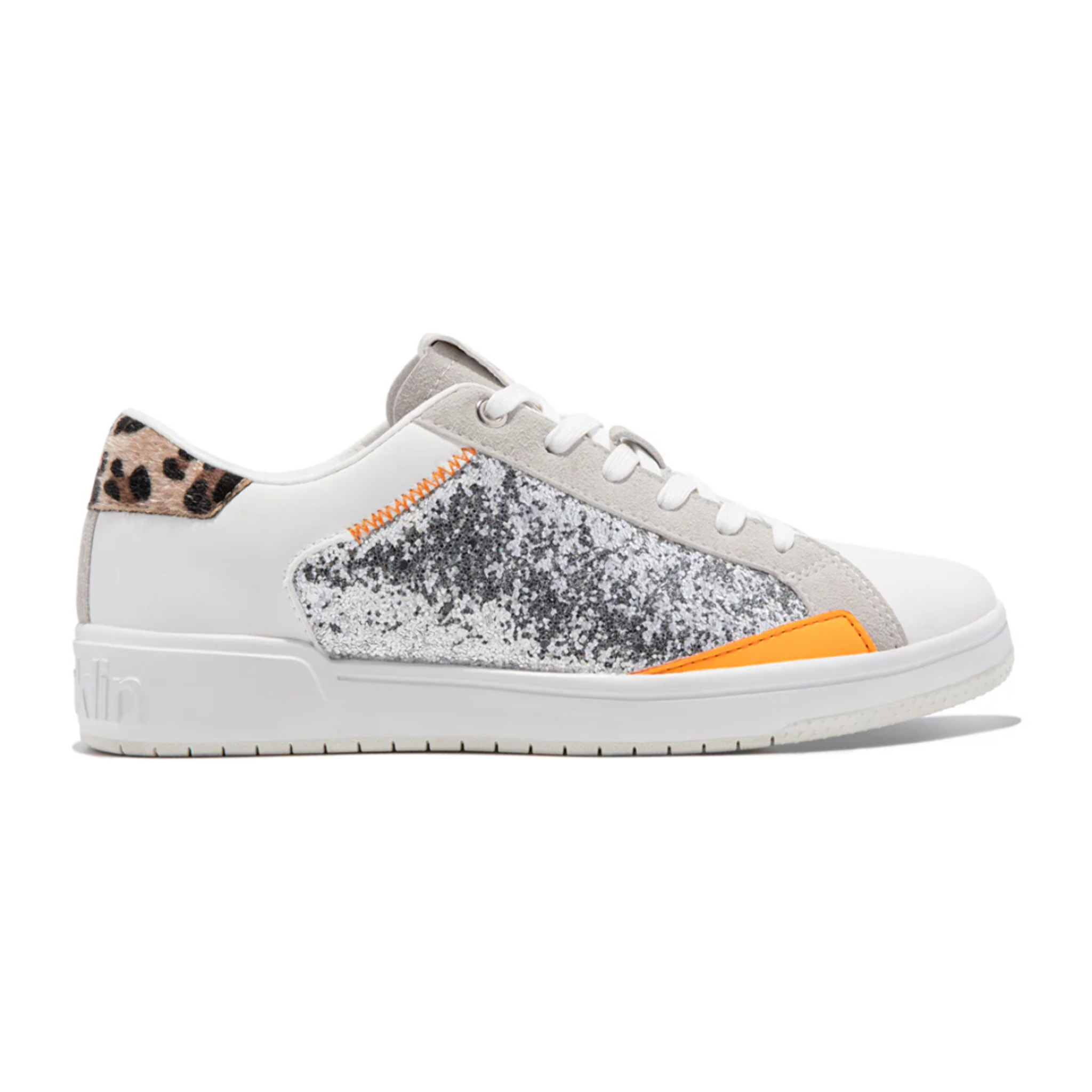 Zapatillas Casual Mujer Court V2 Tenis Basic Glitter Plata / Leo D.Franklin